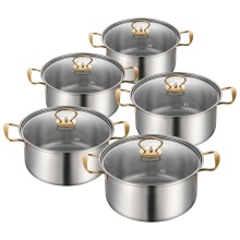 African Style Gold and Silver Cookware Set - 10PCS Kitchen Items Soup Pot Cooking Pot Smokeless Easy Clean Stockpot