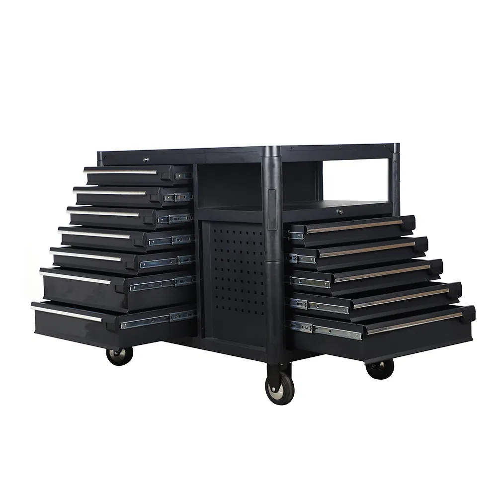 Goldenline 12 Drawers Garage Tool Storage Cabinet with Multifunctional Oak Top