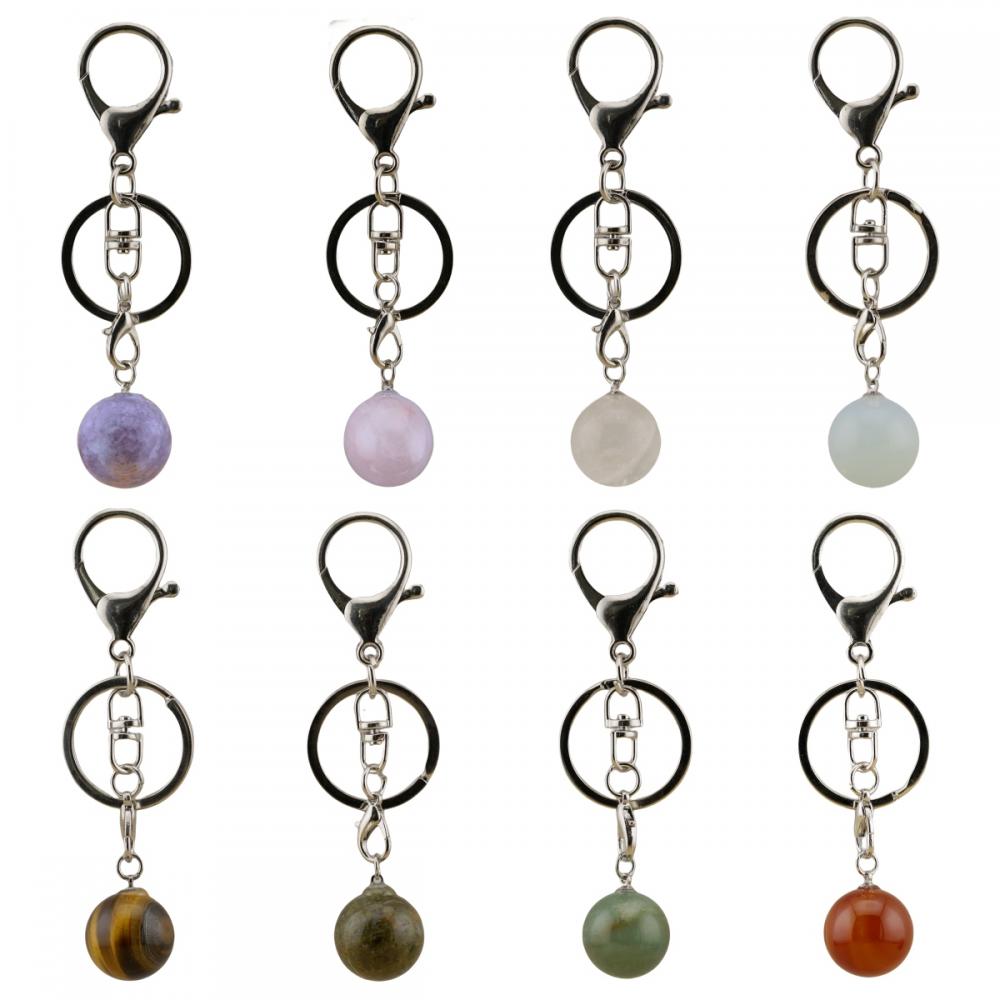 Gemstone 20 mm perles rondes Chaînes clés Crystal Natural Crystal Turquoise Balles Clé Clean Ring Pendante Keychains Giftary Giftary