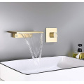 Flat concealed hot and cold waterfall faucet