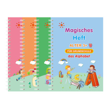 3D German Deep Groove Magic Copybook: Reusable Kids Handwriting Practice Book for Children