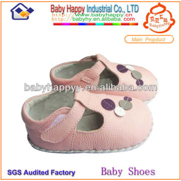 Wholesale Pink Two-face Leather Baby Leather Shoes Customized