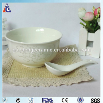 Household cheap ceramic cereal bowl with flower logo