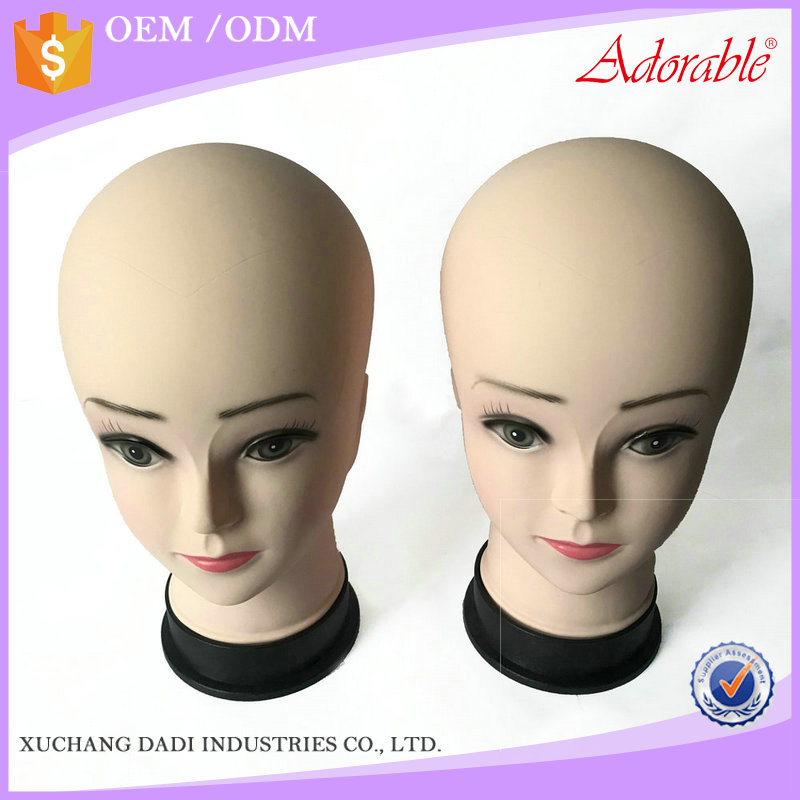 cheap factory female wig display mannequin head bald wig without hair,training head for white women has make up