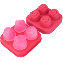4 Cavity Rose Shape Silicone Ice Cube Mold - 3D Rose Ice Cube Mold