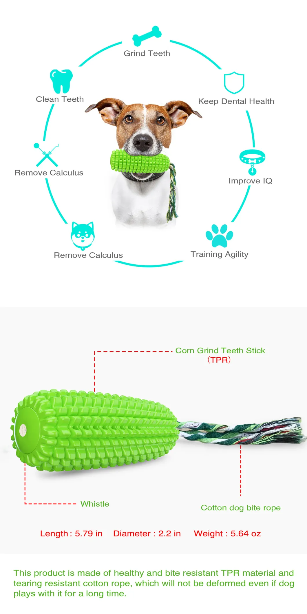 Pet Supply Squeaky Corn-Shaped Pet Toothbrush Dog Chew Pet Toys