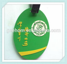 soft pvc oval shaped luggage tag, name embroidery luggage tag
