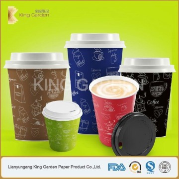 Perfect Touch Insulated Coffee Paper Hot Cups 8oz with flat lids