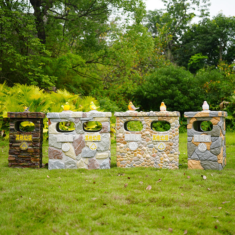 Decorative Metal Trash Can For Public Space Waste Sorting