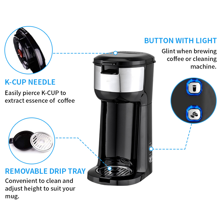 Stainless Steel Coffee Maker Machine Compatible with K-Cup Pod Coffee Maker 3-in-1 Single Serve Coffee Maker