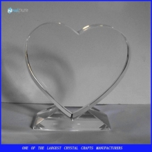 Heart Shape Blank Crystal Awards With Base For Wedding Invitation Crystal Card