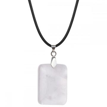 25x35mm Rectangle Gemstone Pendant Necklace for Women Men