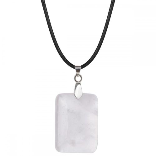 Quartz Crystal 25x35mm Rectangle Stone Pendant Necklace for women Men