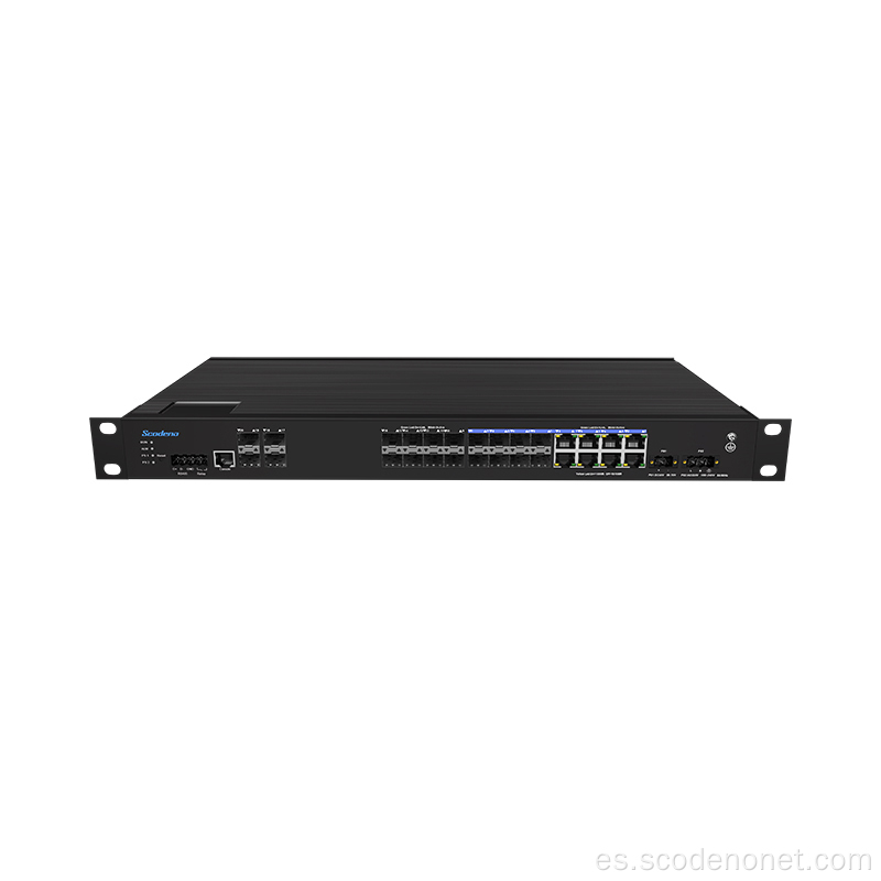 1U Rack Mount L3 4*10g Puertos SFP+8*1000Mbps Interruptor de Ethernet industrial