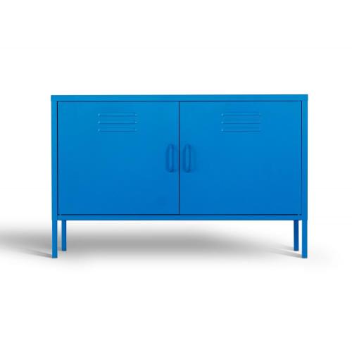 Armoire télévisée de style casier en métal bleu