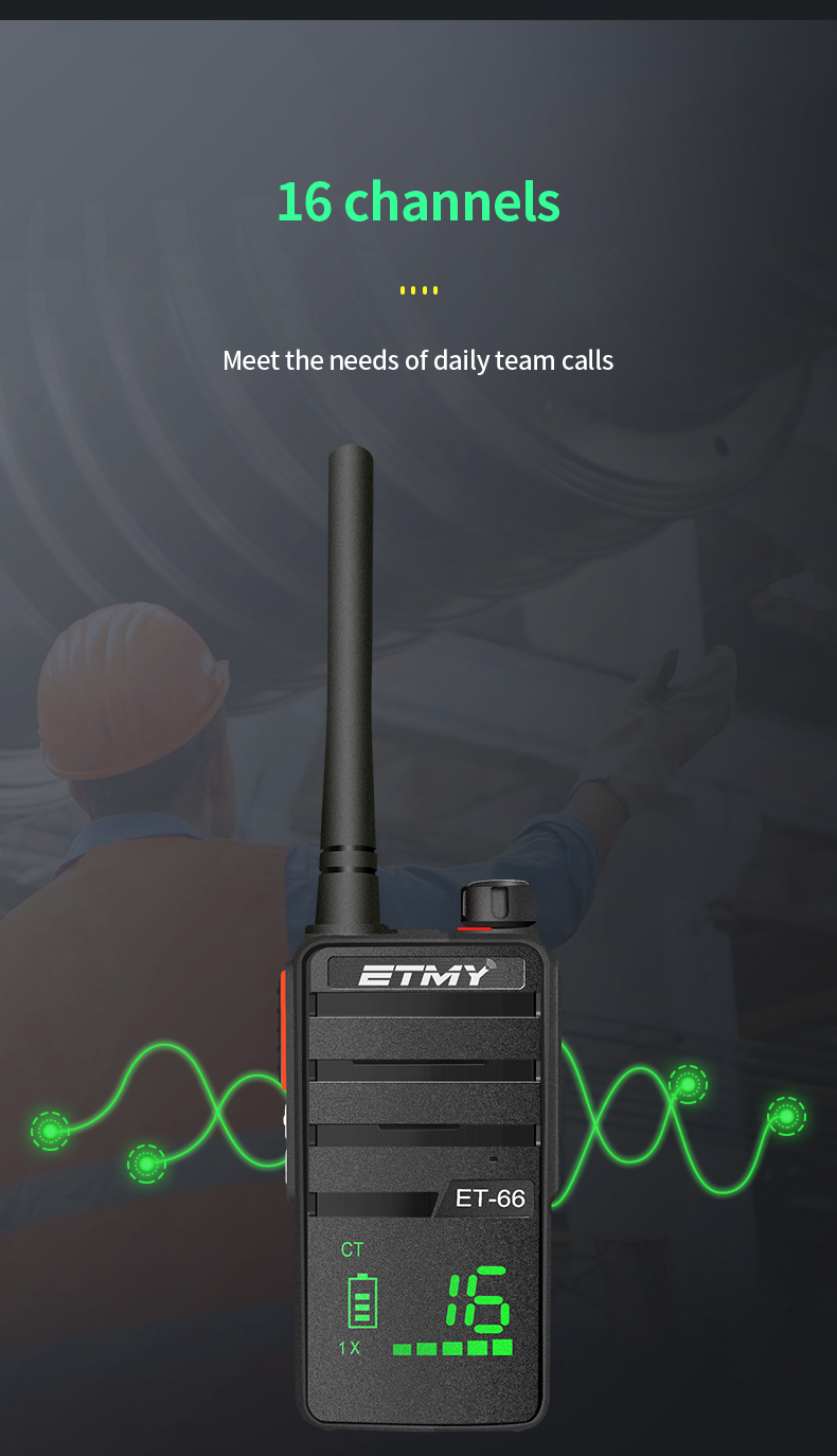 ETMY ET-66 Mini Hotel 2 Way Radio Call UHF Long Distance Cheap Walkie Talkie 2pcs Set