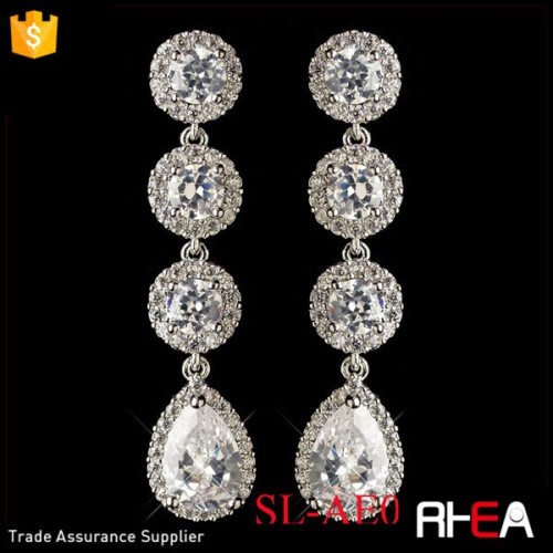 CZ fashion earring Alloy Rhinestones Dangle crystal earring Wedding earring