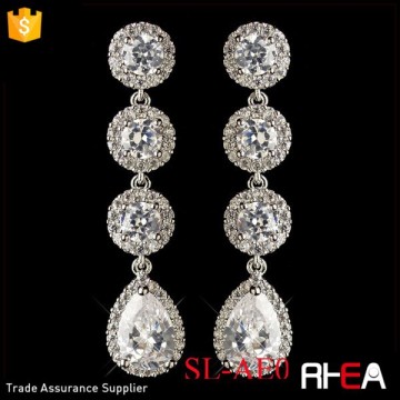 CZ fashion earring Alloy Rhinestones Dangle crystal earring Wedding earring