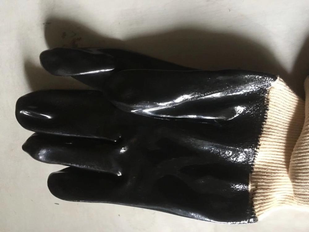 Black PVC Baumwollverzögerung mit glatten Handschuhen