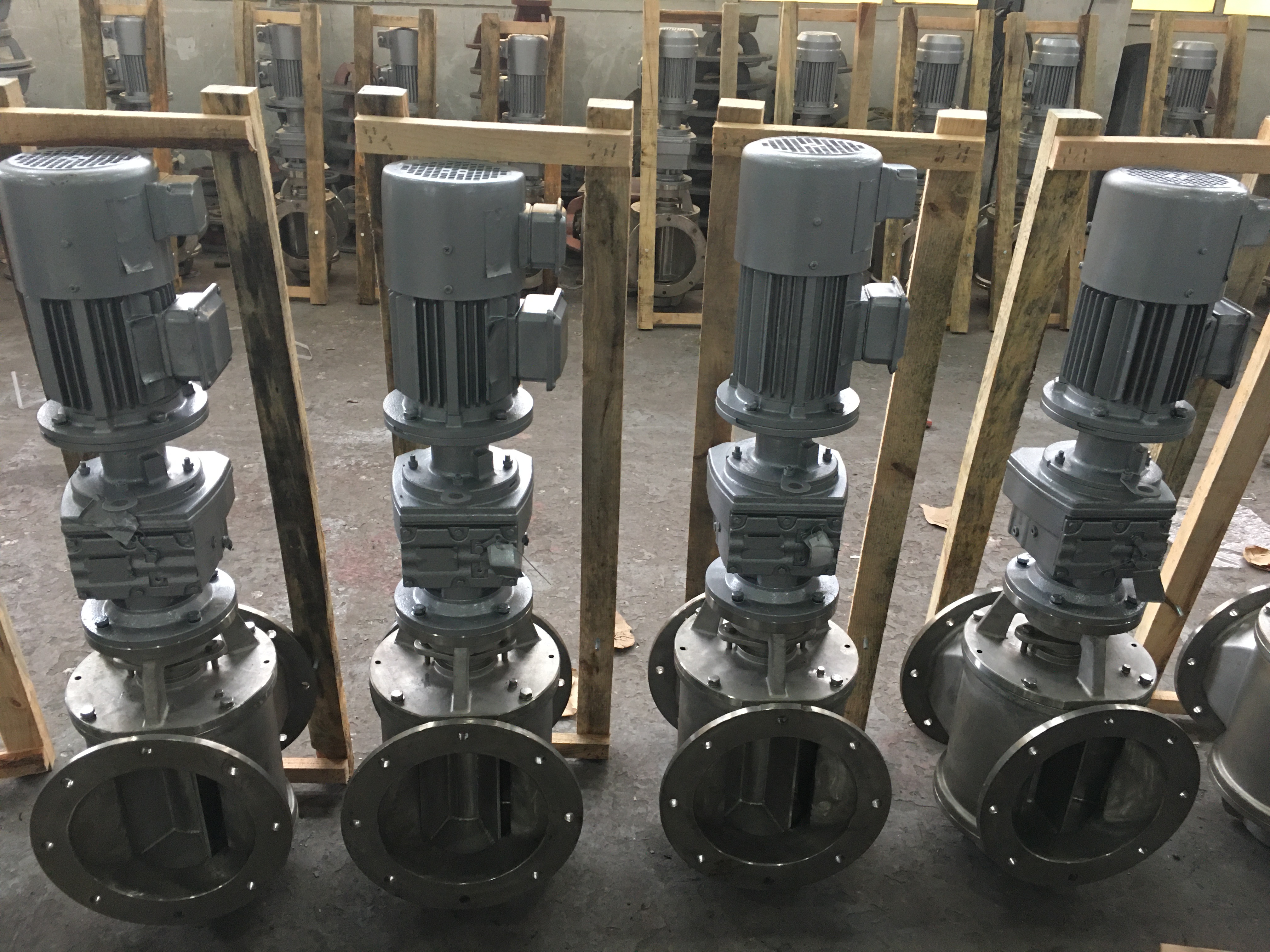Industrial airlock granular discharge rotary feeder valve