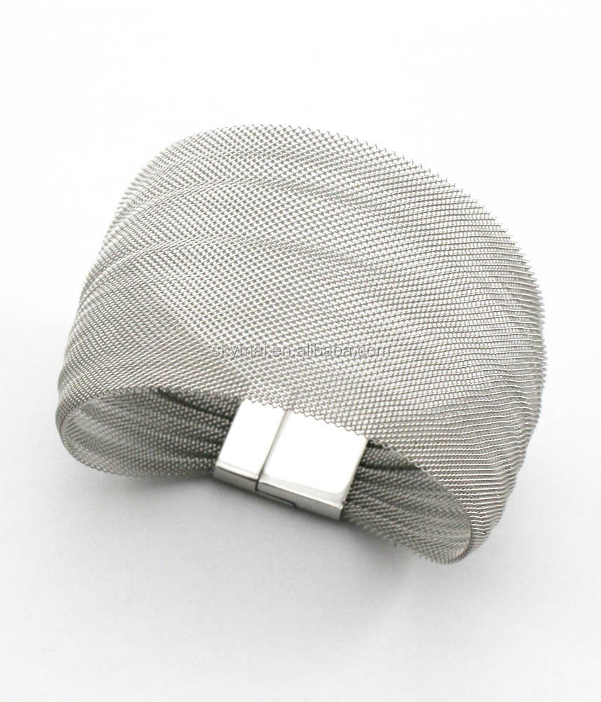 Newest Fashion Mesh Cuff Bracelet,316L Stainless Steel Lady Mesh Bracelet,Custom Mesh Bracelet Factory