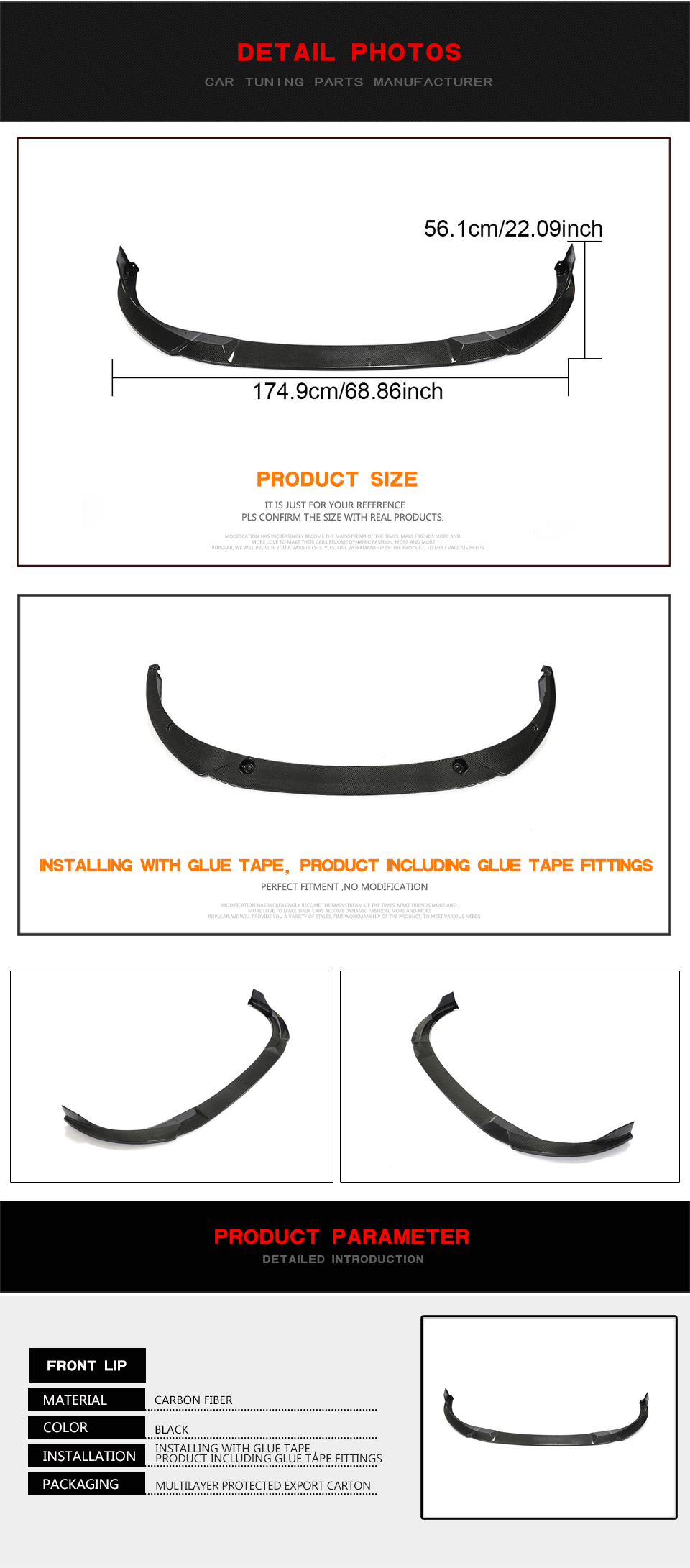Carbon Fiber Golf MK8 Front Lip Splitter for VW Golf VIII 8 GTI Hatchback 4-Door 2021-2023