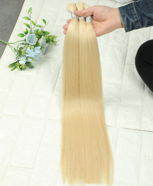 100% Virgin Remy Bulk Hair Extensions European Caucasian Blonde 613 60 Wholesale No Weft Human Hair Extensions