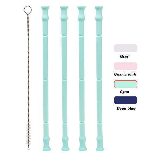 Reusable Travel Silicone Straw Dicuci