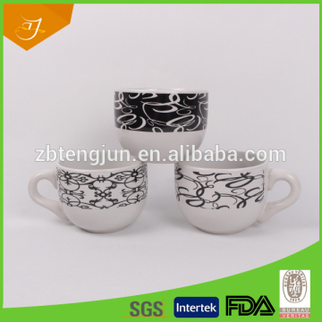 14oz Beautiful Flowrer Handpainted Ceramic Soup Mug,High Quality Ceramic Soup Mug