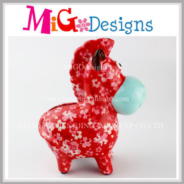 Attractive Beautiful Flower Ceramic Horse Money Bank OEM