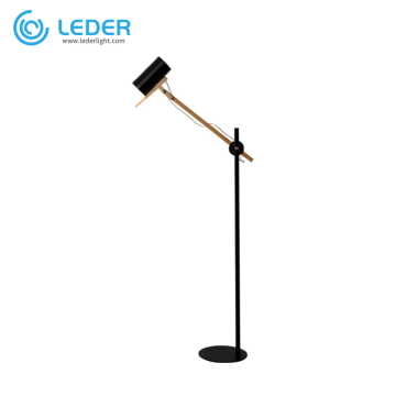 LEDER houten leesvloerlamp