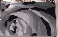 Handmade Black Acrylic Hand-tufted Flower Rug, Contemporary Floral Area Rugs