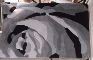 Handmade Black Acrylic Hand-tufted Flower Rug, Contemporary Floral Area Rugs