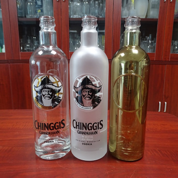 High flint chinggis vodka cylinder 750ml vodka gold bottle