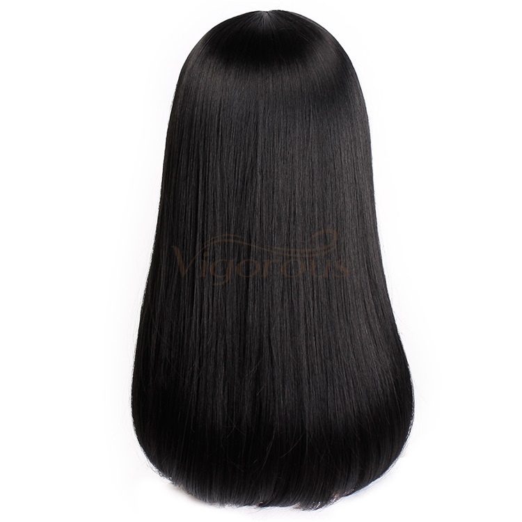 Vigorous 24" Long Straight Wig with Bangs Heat Resistant Synthetic Hair Wigs for White Black Women Cosplay