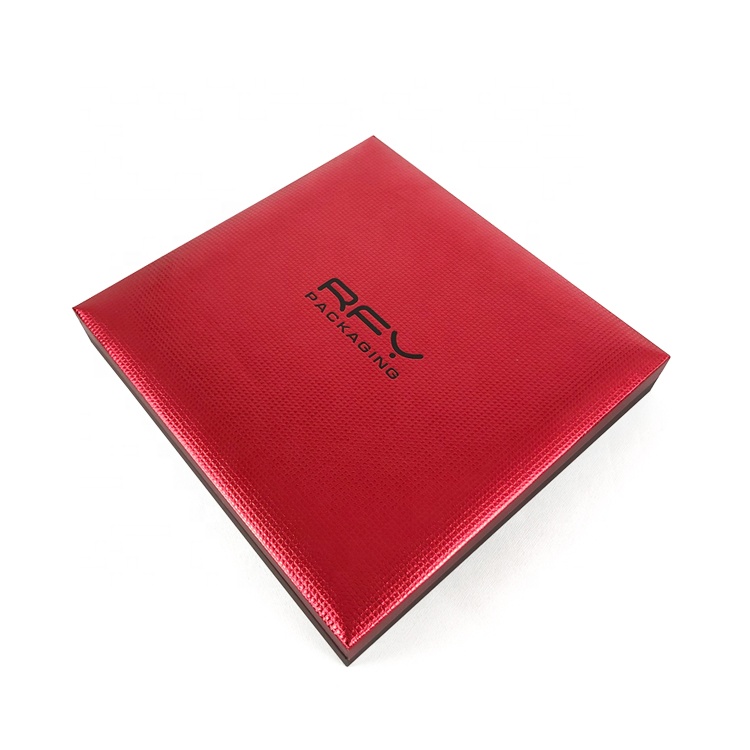 Luxury specialty red coated paper ring necklace packaging luxury custom lid and base cardboard jewelry box