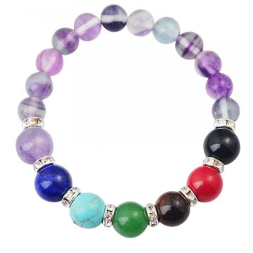 Natural Genuine Gemstone Chakra Stretch Bracelet 6mm Beads Sterling Silver Spacers Men/Women Small Medium Large Sizes