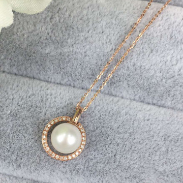Gold Plated Chain Necklace With Shell Pearl Pendant Necklace