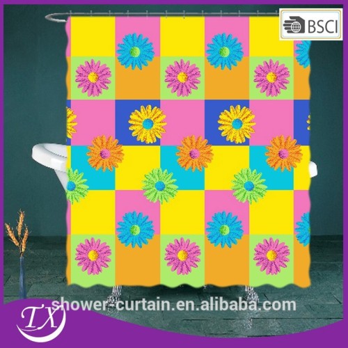 Polyester Fabric Colorful Sunflower Shower Curtain