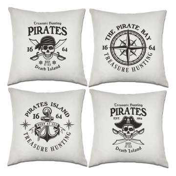 Set of Pirates Throw Pillow Covers Nautical Sailing Anchor Decorative Cushion Cover Pillow Case for Sofa Bedroom Car Couch 18 x