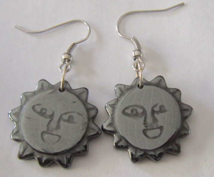 Hematite Sun Earring