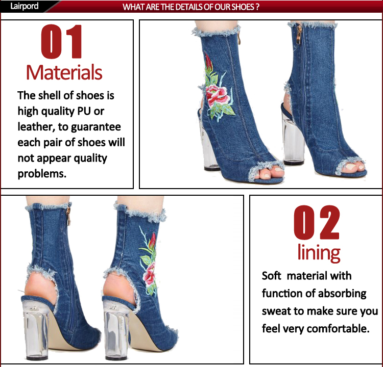 Women's Embroidery Floral open Toe booties sandal