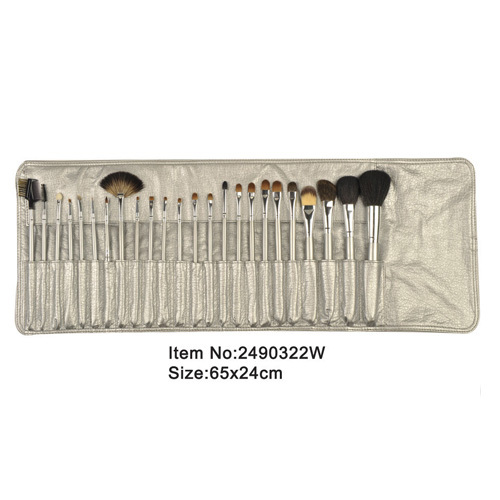 24pcs léger poignée en plastique or animal/nylon cheveux pinceau de maquillage en coffret léger doré satiné