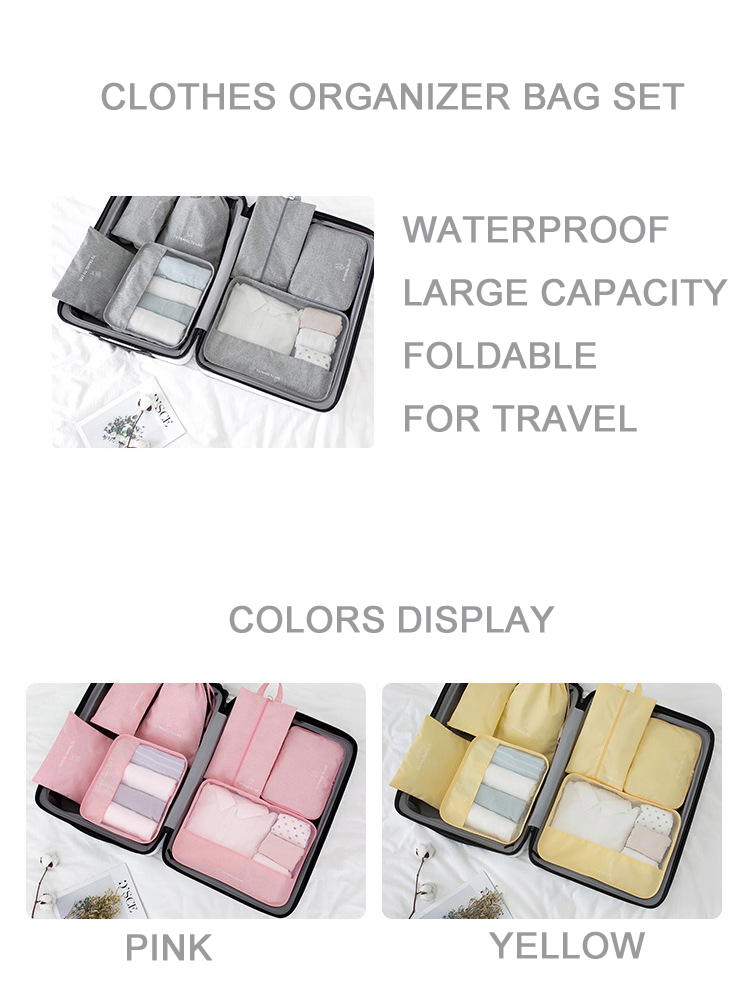 waterproof travel organizer packing cubes 7 pcs luggage storage and organization bag travel set