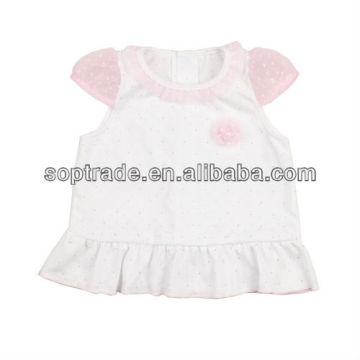 Cap sleeve baby boutique clothing pleated dress lace baby smocked dress