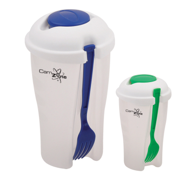 Custom Logo Plastic Salad Cup Set with Fork and Sauce Cup