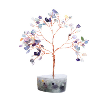 Raw Fluorite Copper Tree Resin Heart Base Ornament( Approx-56X120MM)