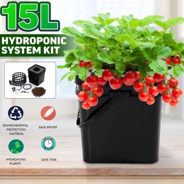 Meigar 15L Soilless Cultivation Planting Barrels Hydroponic System Kit Grow Bucket Water Saving Seed Trays With Power Air Pump