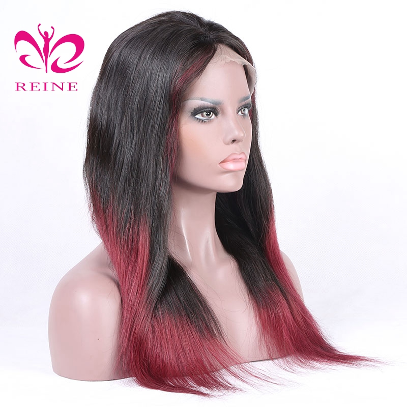 Ombre mixed color wavy wigs 100% Human Hair Wig red Color Long Style Brazilian Hair Front Lace Wig For Black Women