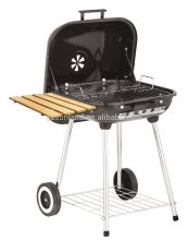 22-Inch Covered Charcoal Brazier with Wood Shelf